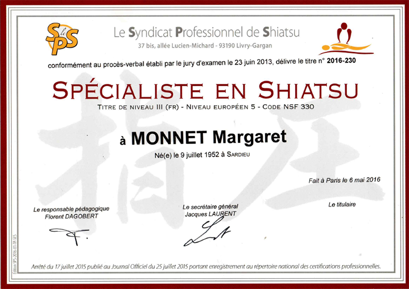 diplôme shiatsu